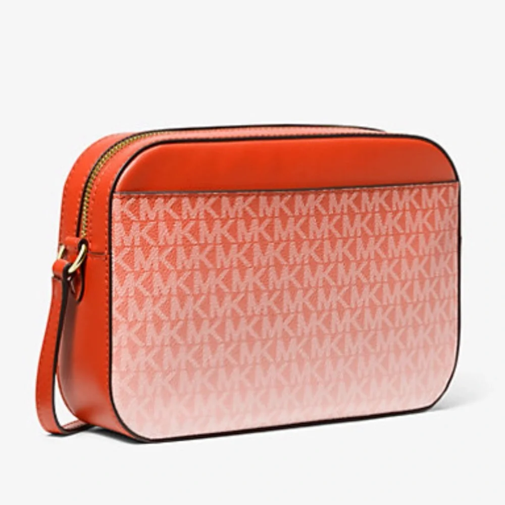 Michael Kors Jet Set Lg East West Ombré Signature Logo Crossbody Bag Red Clay